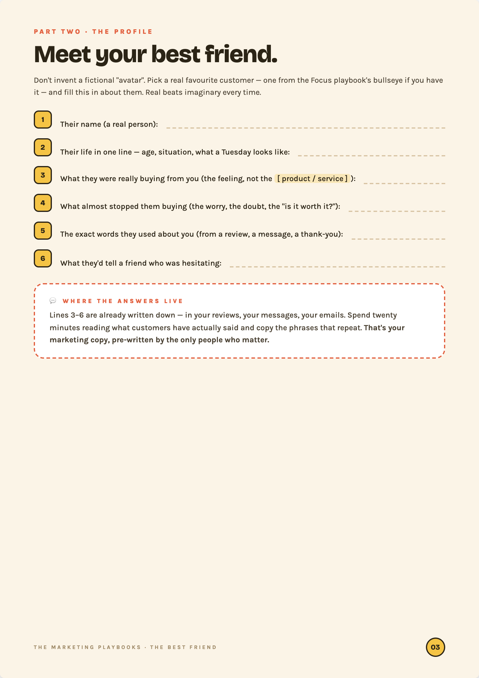 Part two — your numbers worksheet