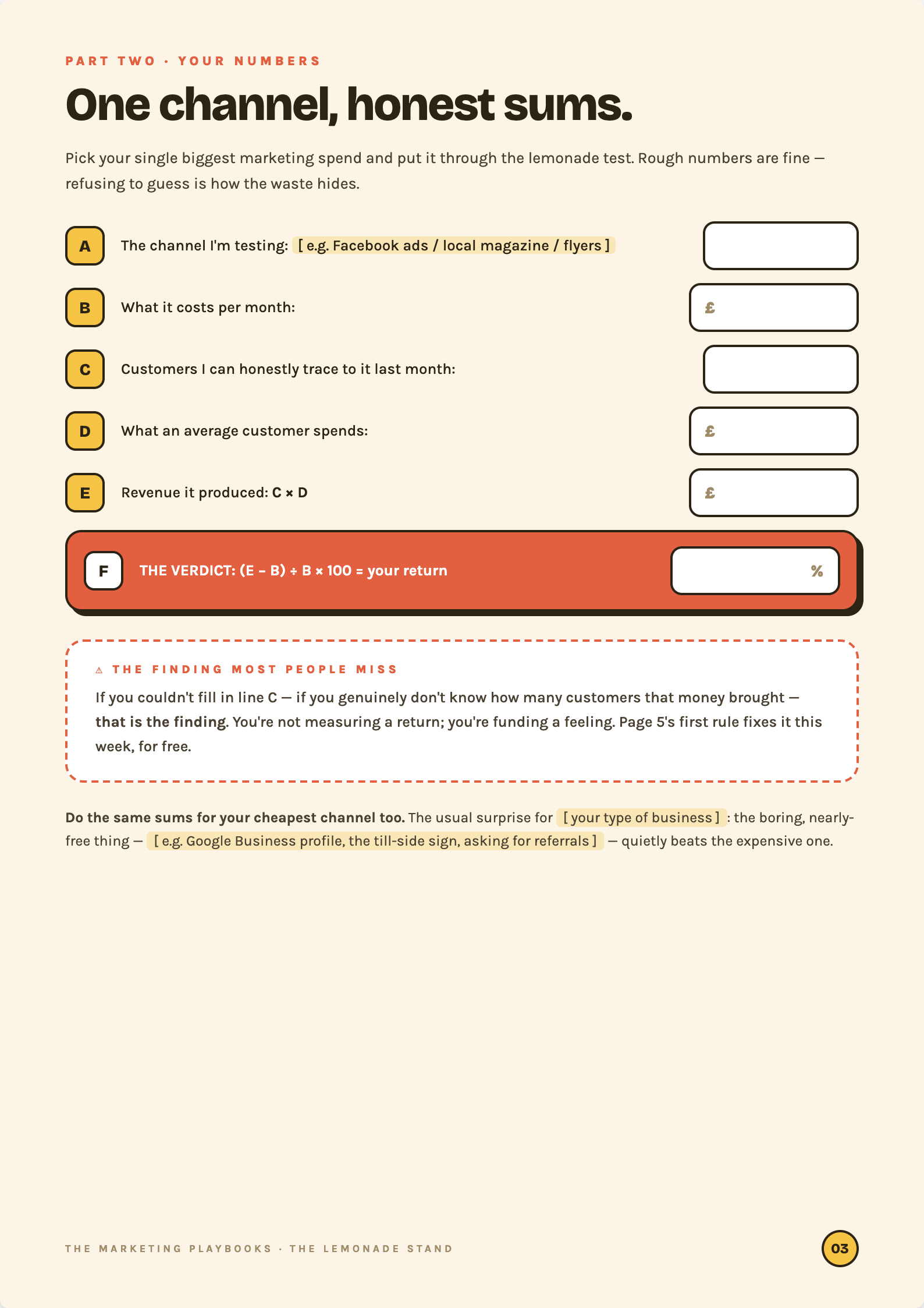 Part two — your numbers worksheet